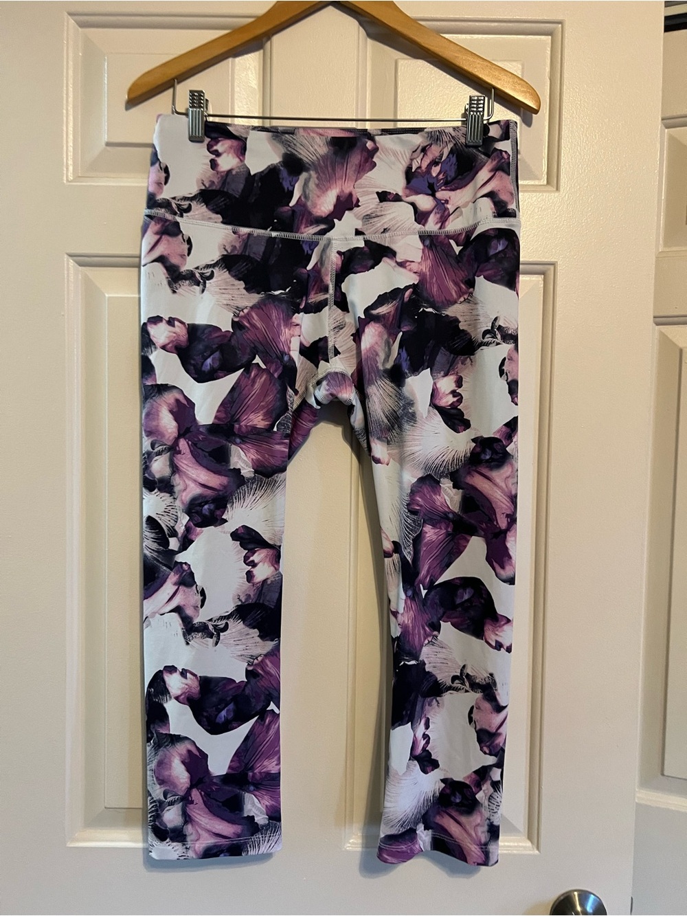 Marika Blue & Purple Watercolor Abstract Tie Dye High Waisted Leggings - Size M
